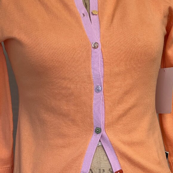 NWT Deadstock 2000s Coquette Color Blocked Elbow Patch Cardigan Sweater Large - Picture 2 of 4